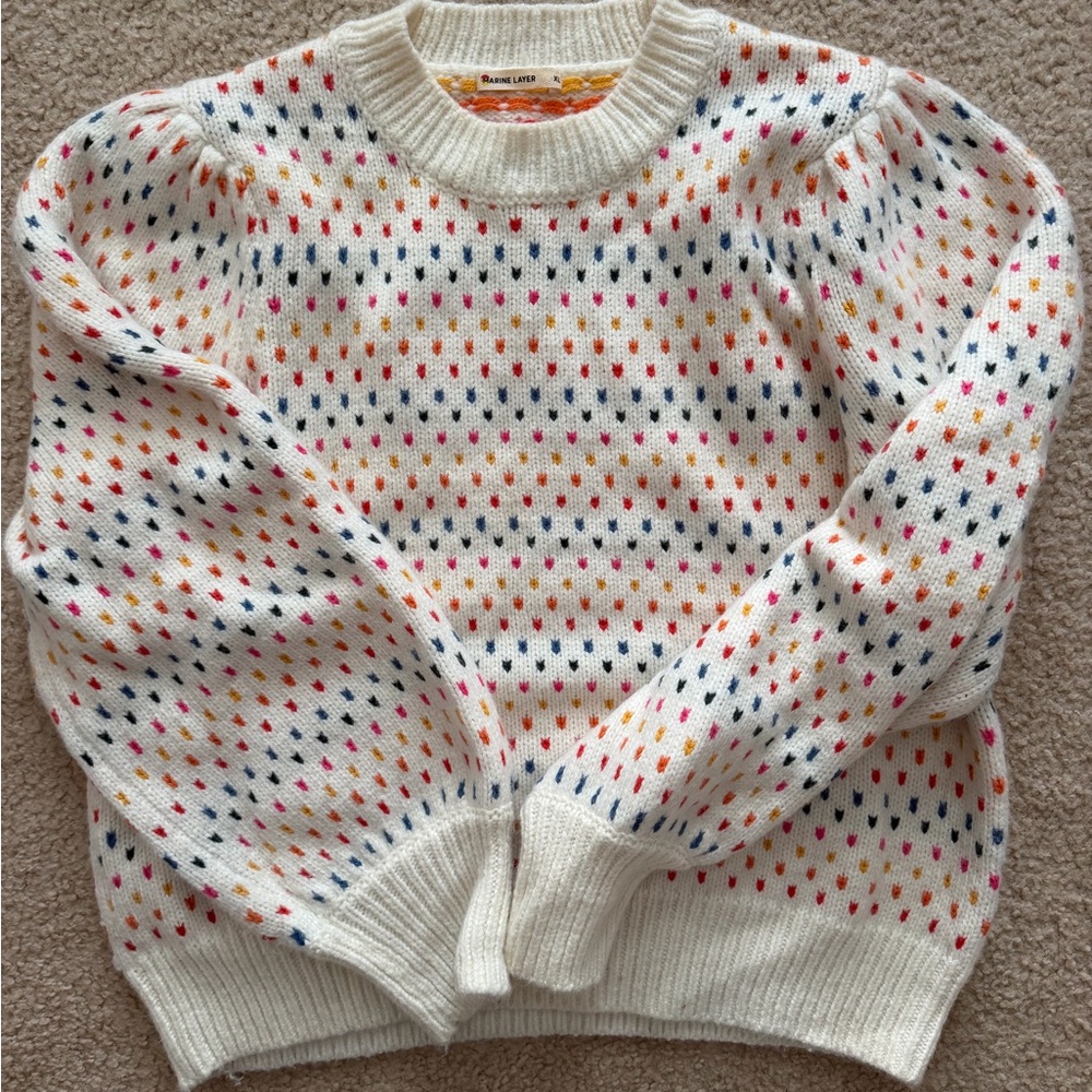 Like new marine layer XL rainbow confetti dot cream sweater